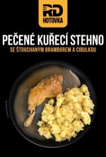 Pečené kuřecí stehno se šťouchaným bramborem a cibulkou 500g RD