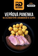 Vepřová panenka na zeleném pepři s bramborem ve slupce 500g RD